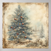 Blue Christmas Tree Poster (Voorkant)