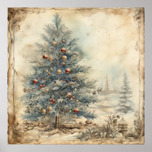  Blue Christmas Tree Poster