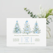 Blue Christmas Trees 2 Boy Baby Shower Kaart (Staand voorkant)