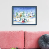 Blue Christmas Village Wall Art Canvas Afdruk (Insitu (Woonkamer))
