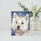 BLUE CHRISTMAS westie Feestdagenkaart (Staand voorkant)