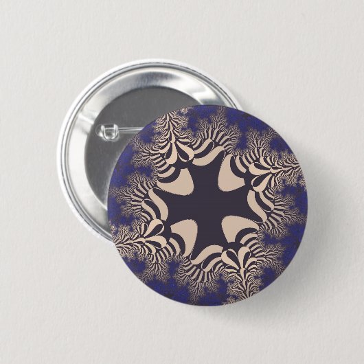 Blue Chrome Cross Ronde Button 5,7 Cm (Voorkant /achterkant)