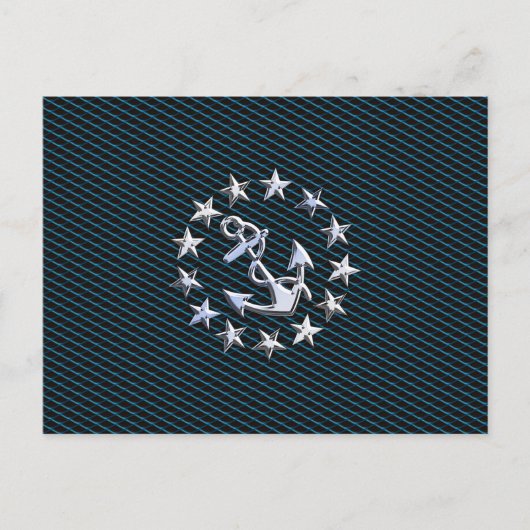 Blue Chrome like Yacht Flag Automotive Grille Briefkaart (Voorkant)