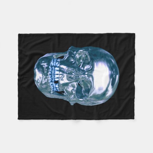Blue Chrome Skull Fleece Blanket (Voorkant (Horizontaal))