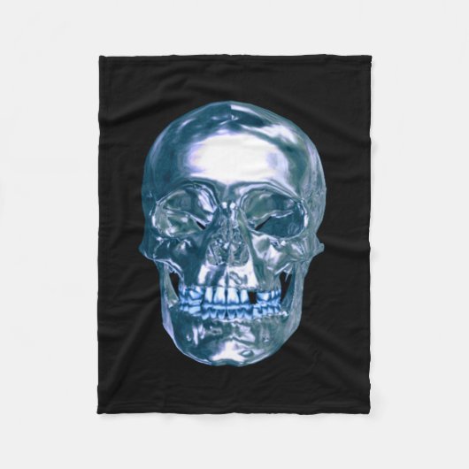 Blue Chrome Skull Fleece Blanket (Voorkant)