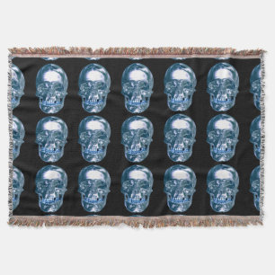 Blue Chrome Skull Throw Blanket Deken