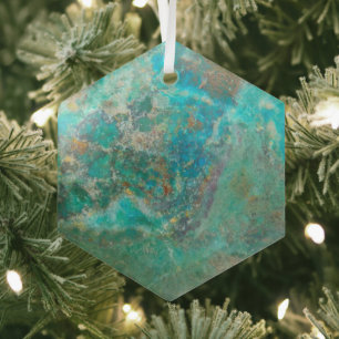 Blue Chrysocolla Mineral Stone Glas Ornament