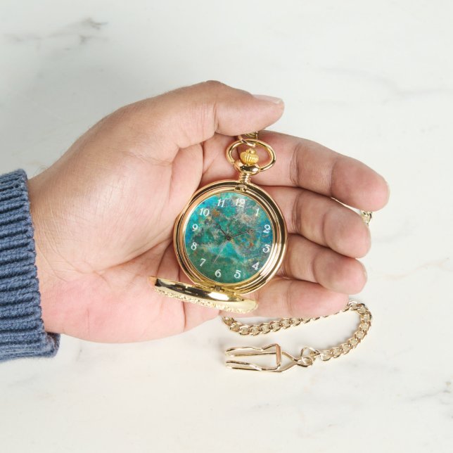 Blue Chrysocolla Mineral Stone Horloge (Hand)