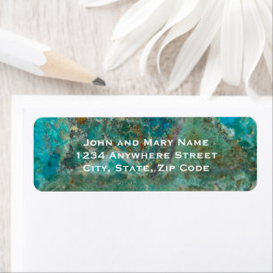 Blue Chrysocolla Minerals Stone Return Address Etiket