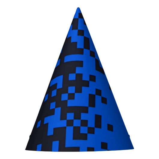 Blue Chunky Pixel Party Pet Feesthoedjes (Voorkant)