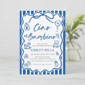 Blue Ciao Bambino Whimsical Italiaans Baby shower Kaart (Staand voorkant)