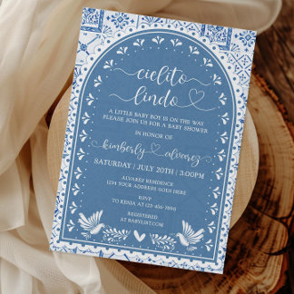 Blue Cielito Lindo Baby shower Invitation Kaart