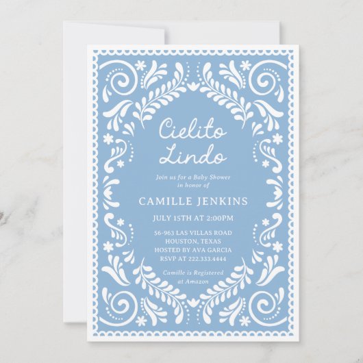 Blue Cielito Lindo Boy Baby shower Invitation (Devant)