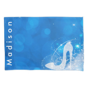 Blue Cinderella Sparkle High Hiel, speciaal gepers Kussensloop