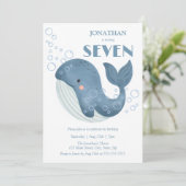 Blue Circle Bubble Schattige Whale Kids Verjaardag Kaart (Staand voorkant)