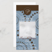 Blue Circle Pattern Baby Aankondiging Fotokaarten (Voorkant / Achterkant)