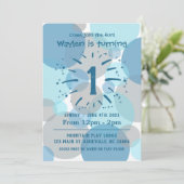 Blue Circles Birthday Boy Invitation Kaart (Staand voorkant)