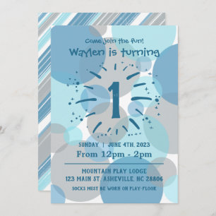 Blue Circles Birthday Boy Invitation Kaart