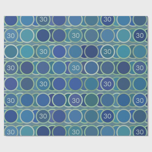Blue Circles Pattern Custom Birthday Age Cadeaupapier (Vlak)