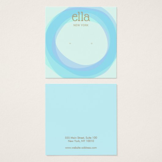 Blue Circles Studs Earning Display Card Square Vierkante Visitekaartjes (Voorkant /achterkant)