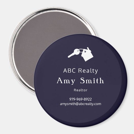 Blue Circular Business Card Magnet (Recto/Verso)