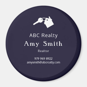 Blue Circular Business Card Magnet