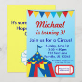 Blue Circus Carnival Big Top Birthday Party Kaart (Voorkant / Achterkant)