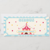 Blue Circus Ticket Carnaval Baby shower Kaart (Achterkant)