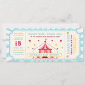 Blue Circus Ticket Carnaval Baby shower Kaart (Voorkant)