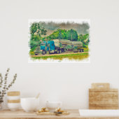 Blue Cistern Truck Highway Driving Art Poster 6 (Keuken)