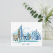 Blue City Skyline | Londen, Engeland Briefkaart (Staand voorkant)