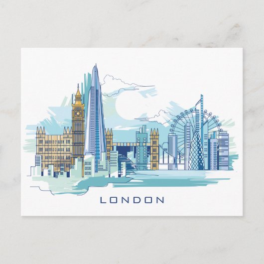 Blue City Skyline | Londen, Engeland Briefkaart (Voorkant)