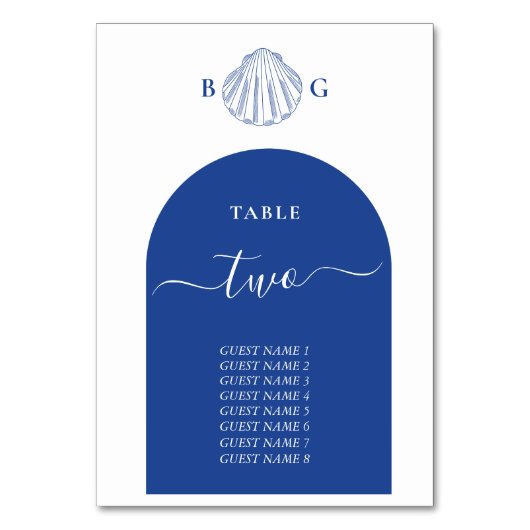 Blue Clam Seashells Coastal Seaside Beach Wedding Kaart (Voorkant)