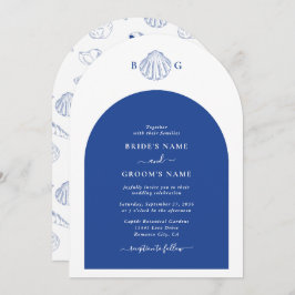 Blue Clam Seashells Coastal Seaside Beach Wedding  Kaart