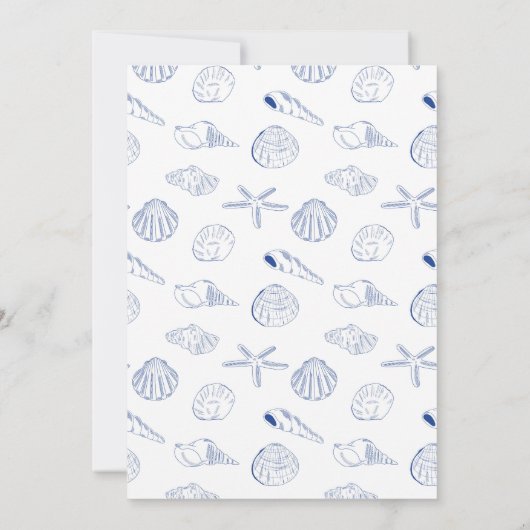 Blue Clam Seashells Coastal Seaside Beach Wedding Save The Date (Achterkant)