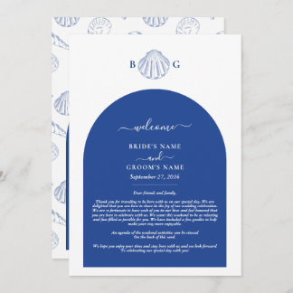 Blue Clam Seashells Coastal Wedding Itinerary Programma