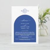 Blue Clam Seashells Coastal Wedding Itinerary Programma (Staand voorkant)