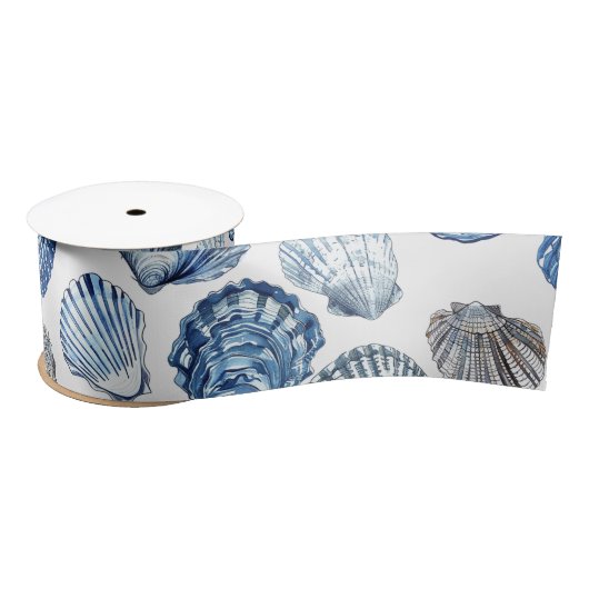 Blue Clam Shells Patroon Tissue Paper Lint (Spoel)