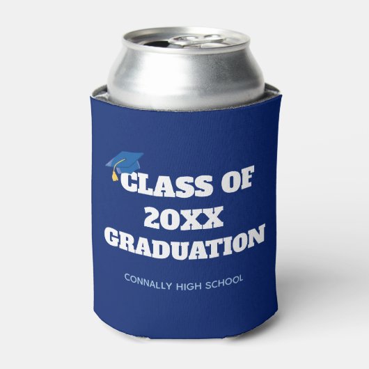 Blue Class of 2025 Custom School Afstuderen Blikjeskoeler (Blikje Voorkant)