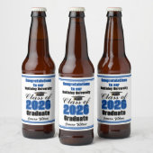 Blue Class of 2026 Graduation Party Custom Bier Etiket (Flessen)