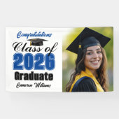 Blue Class of 2026 Graduation Party Photo Spandoek (Horizontaal)