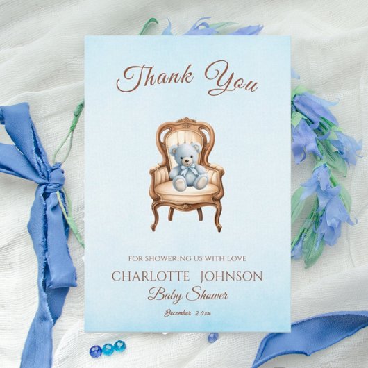  Blue Classic Boy Baby shower Bedankt