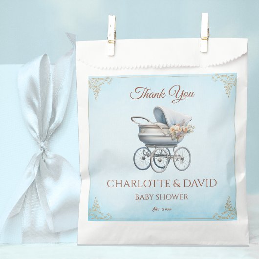 Blue Classic Boy Baby shower Bedankzakje