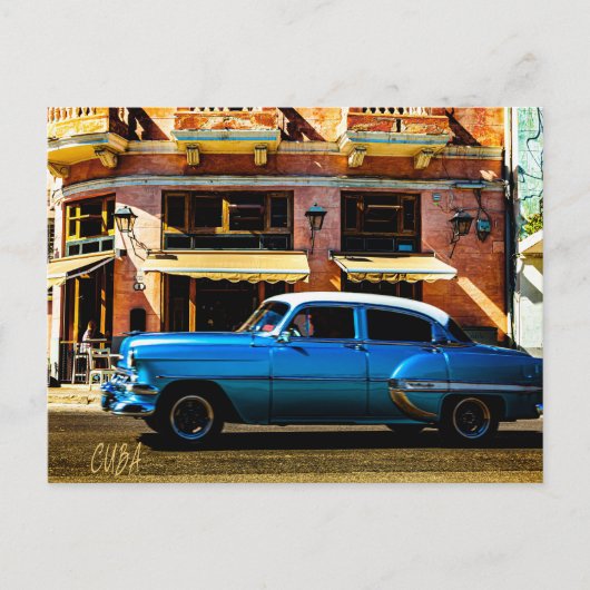Blue Classic Car Briefkaart (Voorkant)