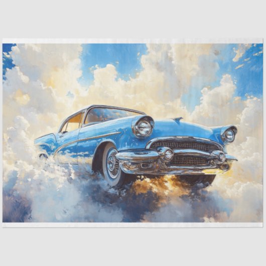 Blue  Classic Car Decoupage Tissuepapier (Voorkant)