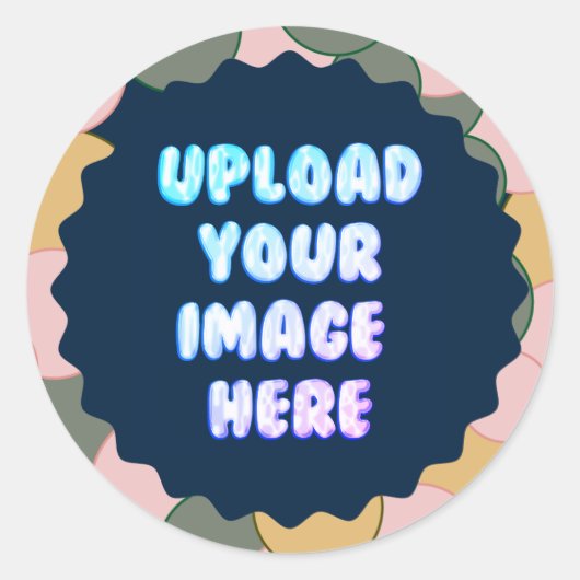 Blue Classic Round Sticker with a Business Logo (Devant)