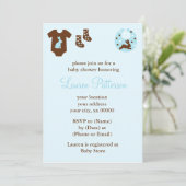 Blue Clothes Boy Baby shower Kaart (Staand voorkant)