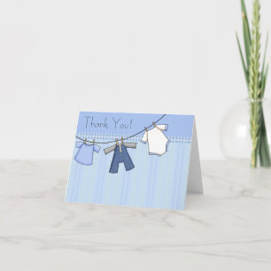 Blue Clothesline Baby Thank You Cards Bedankkaart