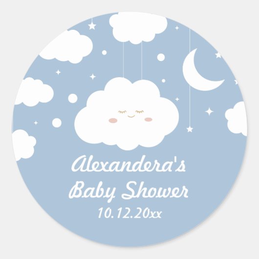 Blue Cloud Baby shower Favoriet Ronde Sticker (Voorkant)