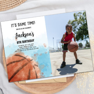 Blue Cloud Basketball Verjaardag Uitnodiging